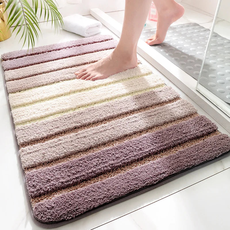 Alfombrilla de baño suave con diseño de rayas
