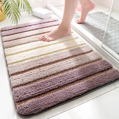 Alfombrilla de baño suave con diseño de rayas