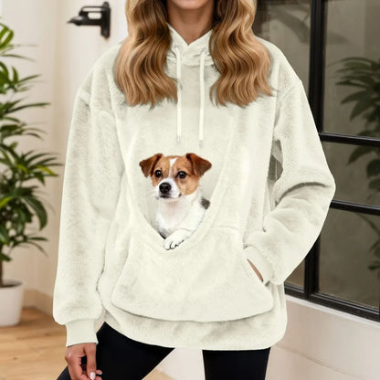 Sudadera con capucha para mujer con bolsillo para mascotas