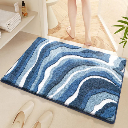 Alfombrilla de baño mullida con ondas y base antideslizante