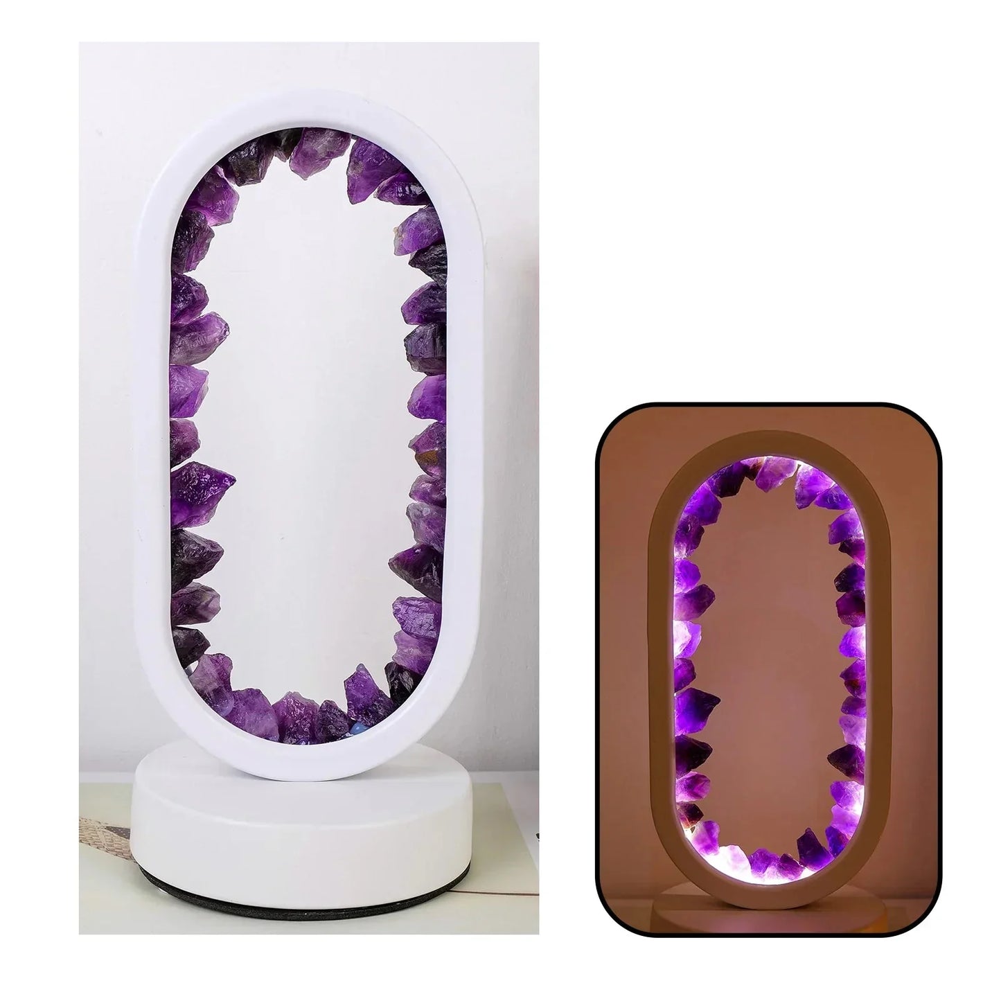 Elegantna ametist kristalna lampa – Ambijentalna LED rasvjeta za opuštanje
