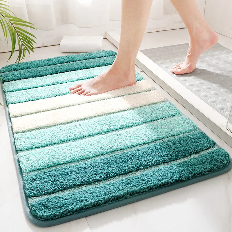 Alfombrilla de baño suave con diseño de rayas