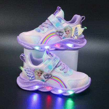 Zapatillas Rainbow Glitter: zapatos LED para niños aventureros