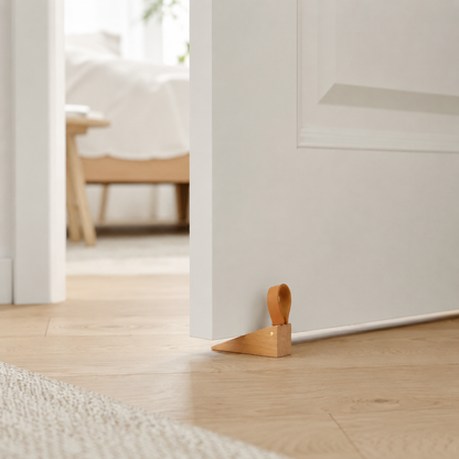 Skandinavischer Türstopper mit Lederschlaufe