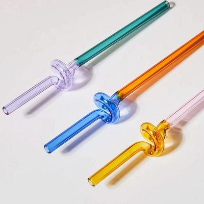 Pajitas de vidrio reutilizables con diseño retorcido