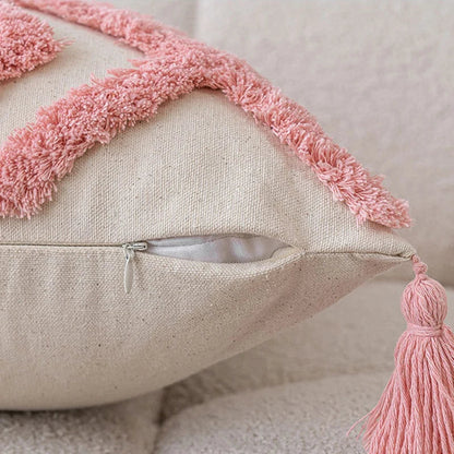 Funda decorativa para cojín con patrón geométrico de tufting