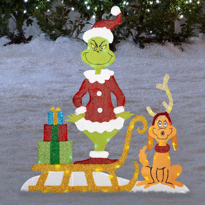 Decorações de Natal do Grinch – Iluminação alegre para o jardim nas festas de fim de ano.