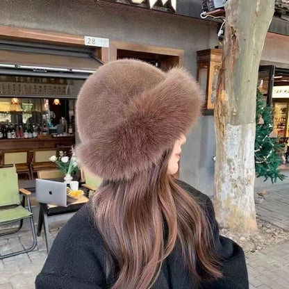 Chapéu bucket de pelo sintético macio