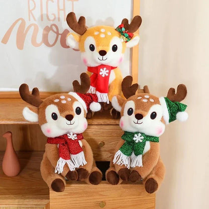 Reno de peluche navideño con bufanda