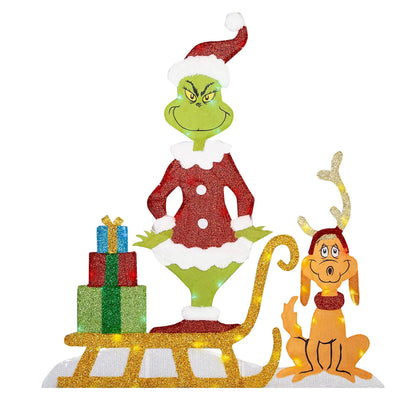 Decorações de Natal do Grinch – Iluminação alegre para o jardim nas festas de fim de ano.