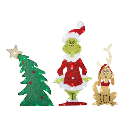 Decorações de Natal do Grinch – Iluminação alegre para o jardim nas festas de fim de ano.
