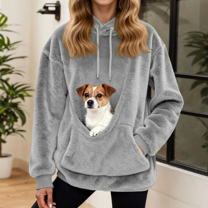 Sudadera con capucha para mujer con bolsillo para mascotas