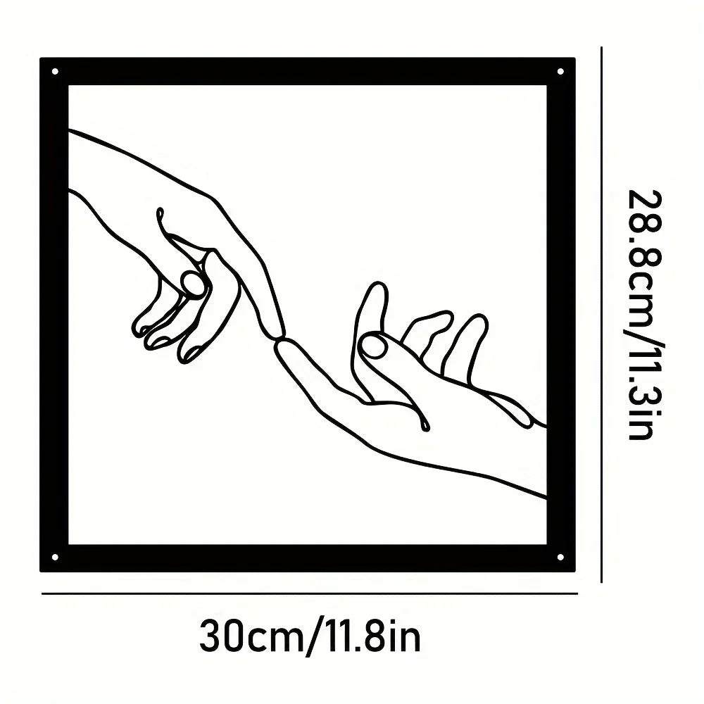 Metalni zidni ukras s povezanim rukama – Minimalistički i povezivan