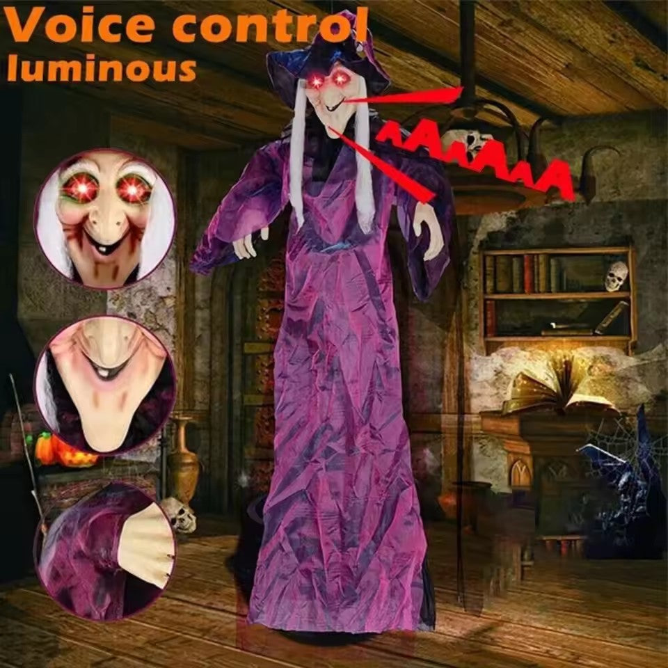 Viseća lutka vještice – Strašna Halloween dekoracija sa svjetlom i zvukom