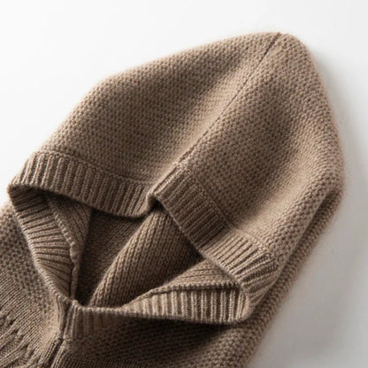 Gorro con capucha de cachemira y calentador de cuello