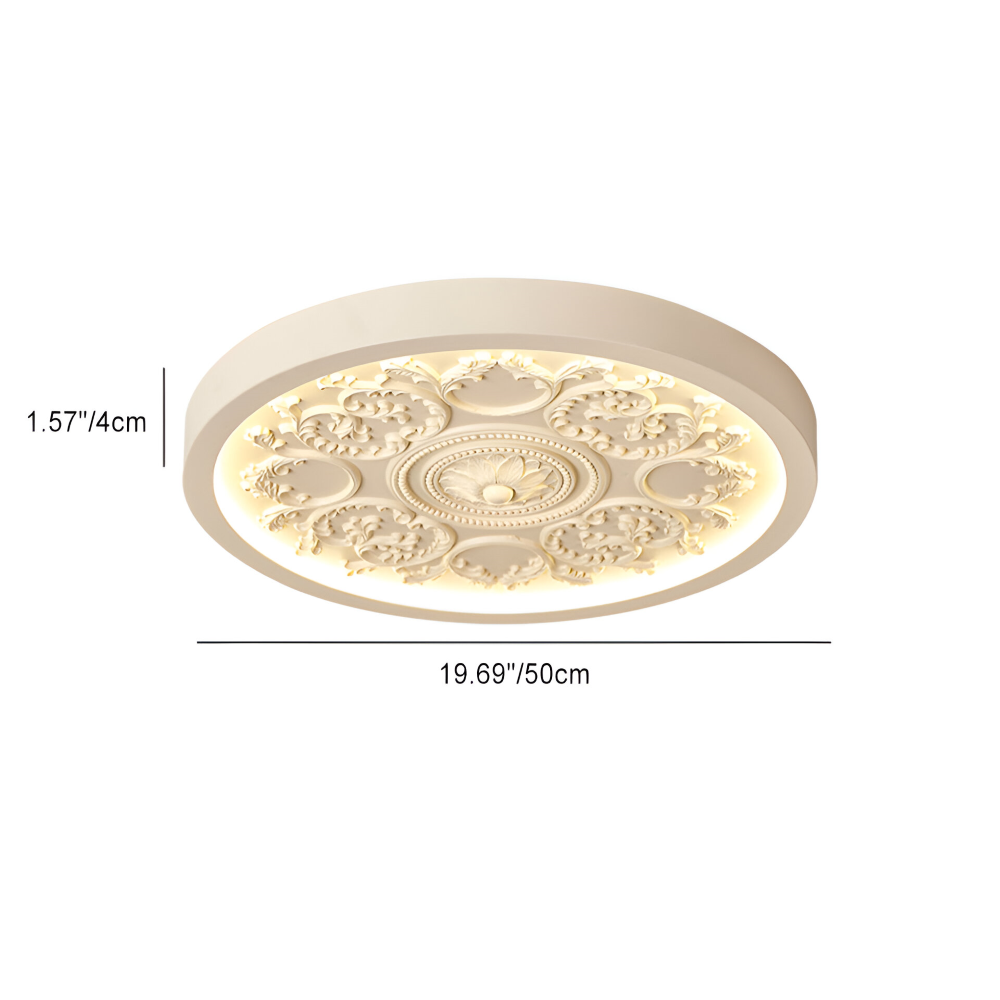 Dimmable LED-Deckenlampe mit Reliefdekor und drei Lichtfarben