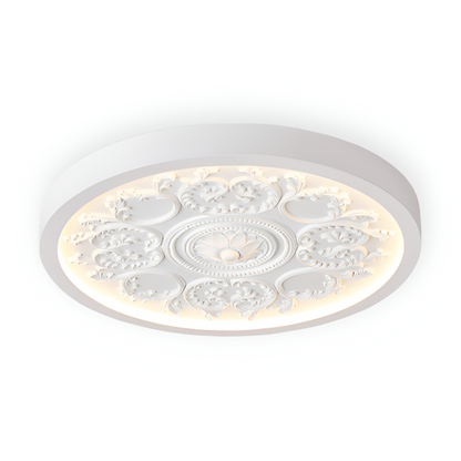 Dimmable LED-Deckenlampe mit Reliefdekor und drei Lichtfarben