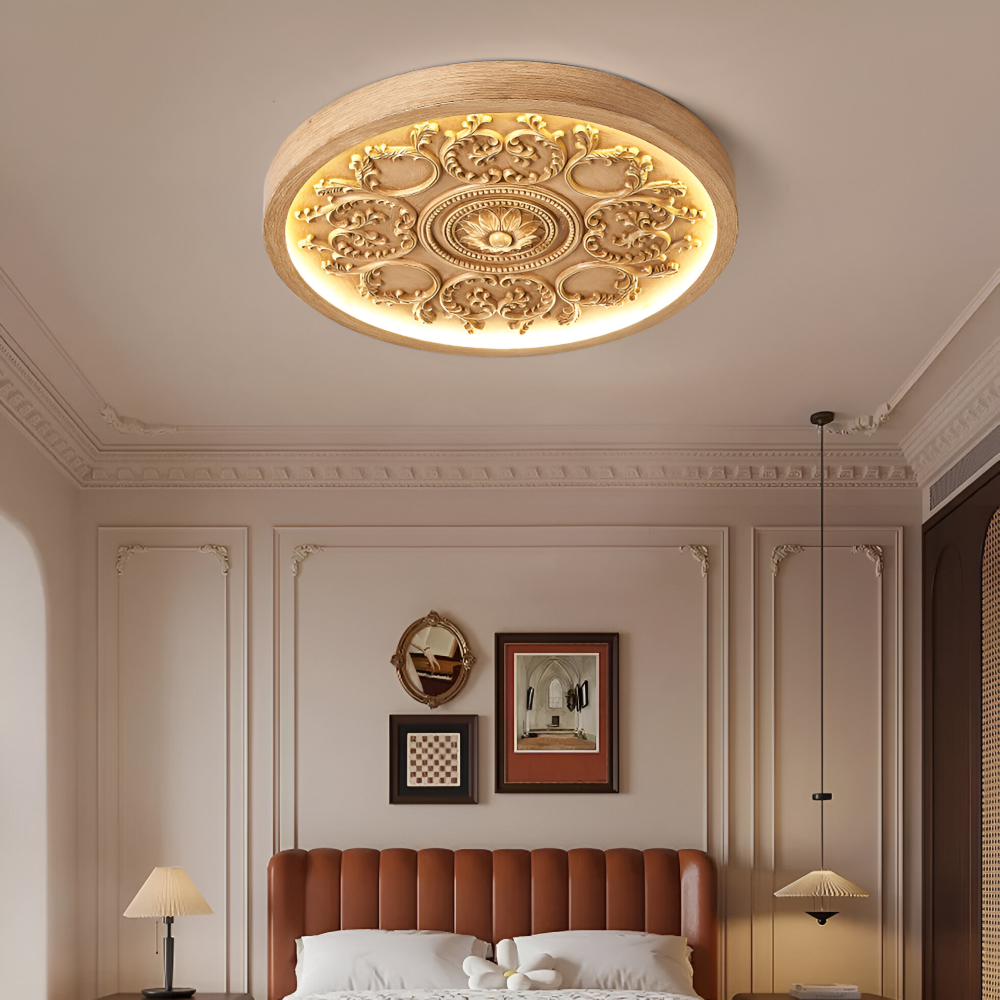 Dimmable LED-Deckenlampe mit Reliefdekor und drei Lichtfarben