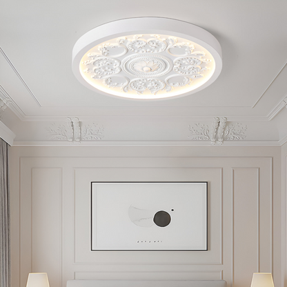 Dimmable LED-Deckenlampe mit Reliefdekor und drei Lichtfarben