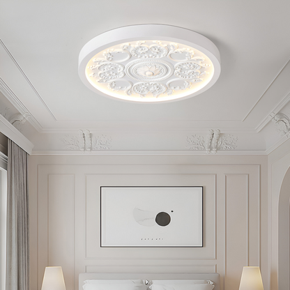 Dimmable LED-Deckenlampe mit Reliefdekor und drei Lichtfarben