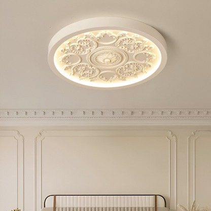 Dimmable LED-Deckenlampe mit Reliefdekor und drei Lichtfarben