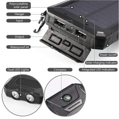 50000mAh solarna powerbanka – Vodootporna, robusna i s baterijskom lampom
