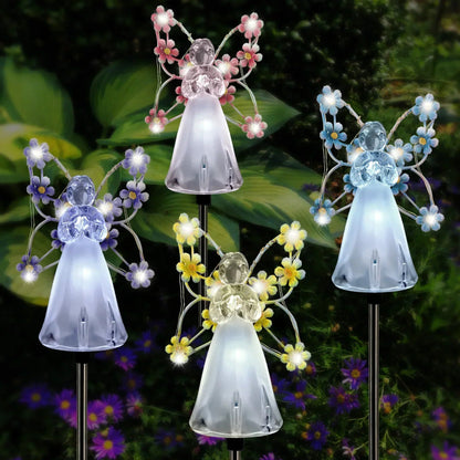 Solar-Engelleuchte mit Blumen für den Garten