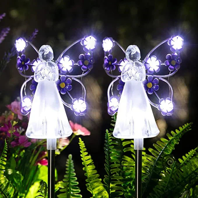 Solar-Engelleuchte mit Blumen für den Garten