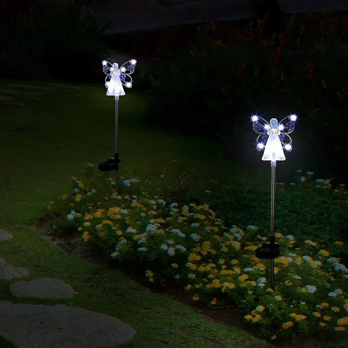 Solar-Engelleuchte mit Blumen für den Garten
