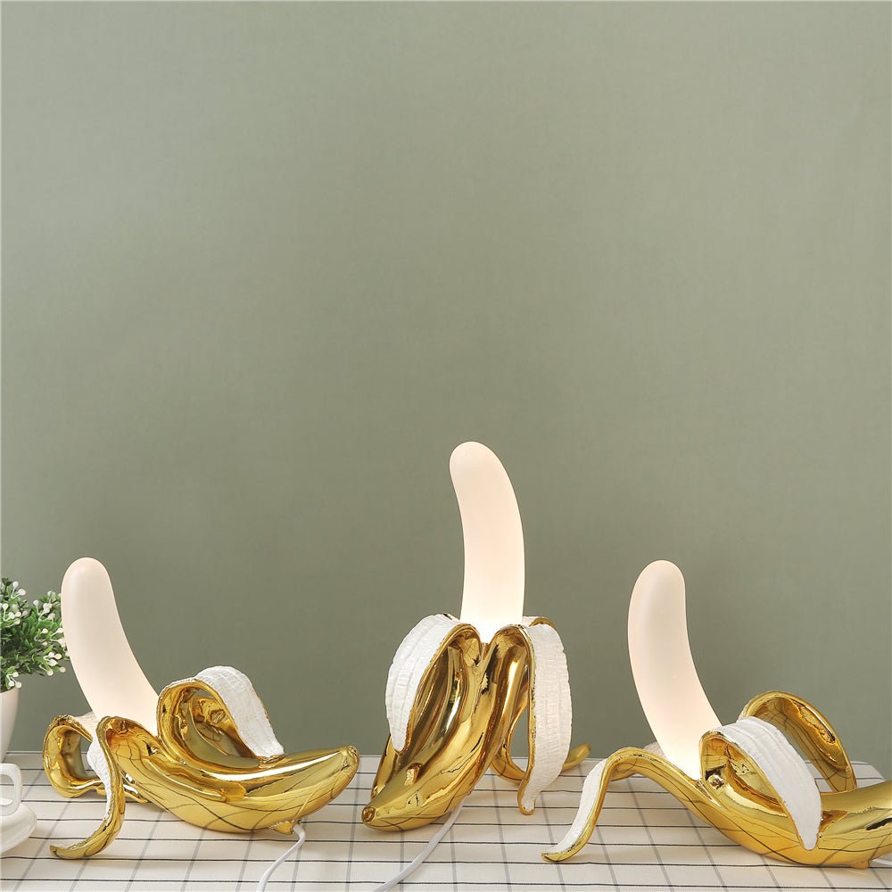 Lámpara de mesa decorativa con forma de banana y luz LED para interiores modernos