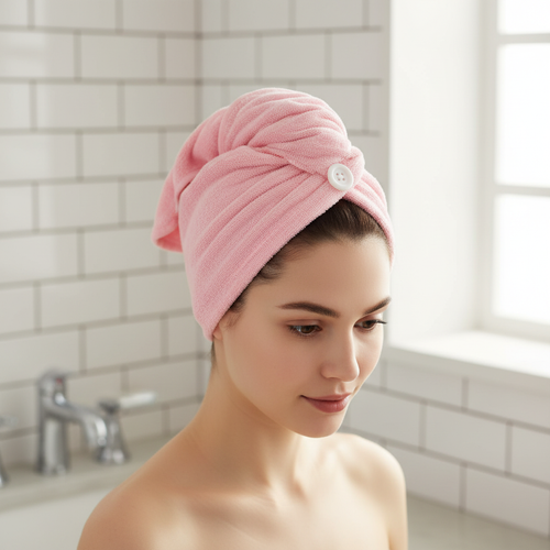 Saugfähiger Haarturban mit praktischem Knopfverschluss
