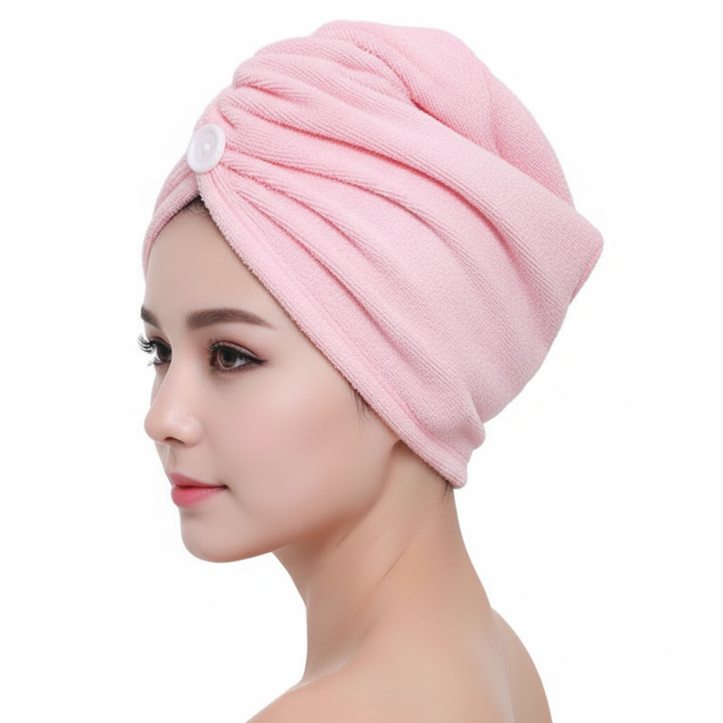 Saugfähiger Haarturban mit praktischem Knopfverschluss