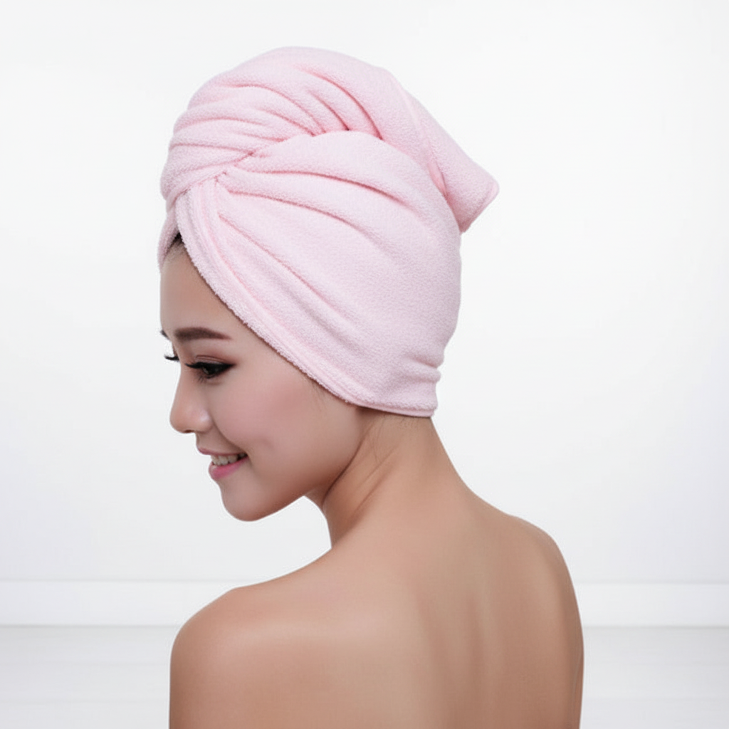 Saugfähiger Haarturban mit praktischem Knopfverschluss