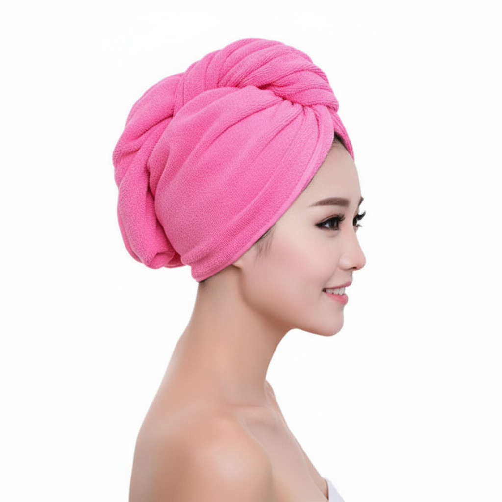 Saugfähiger Haarturban mit praktischem Knopfverschluss