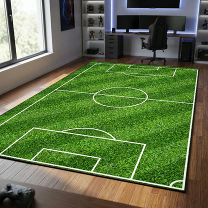 Alfombra con campo de fútbol para salas de juegos y de estar