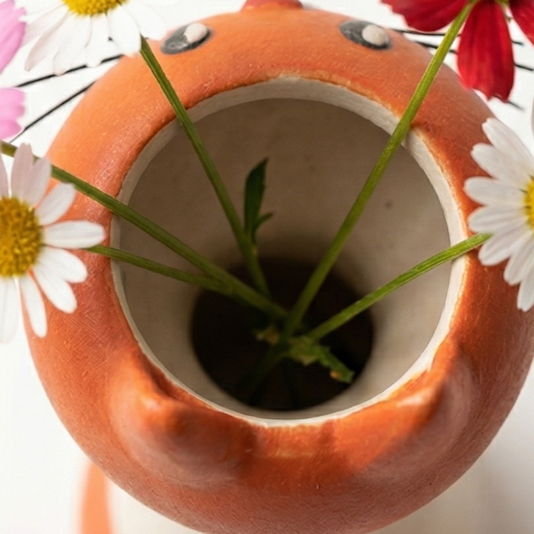 Dekorative Katzenvase aus Keramik für Blumen
