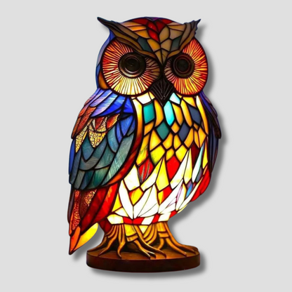 Buntglas-Tierlampe mit farbenfrohem Lichteffekt