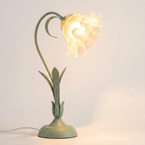 Lámpara de mesa decorativa con diseño vegetal curvado y flores