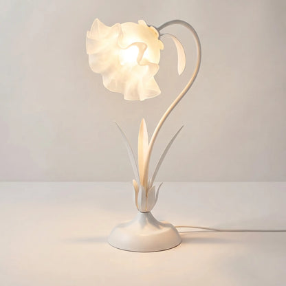 Lámpara de mesa decorativa con diseño vegetal curvado y flores