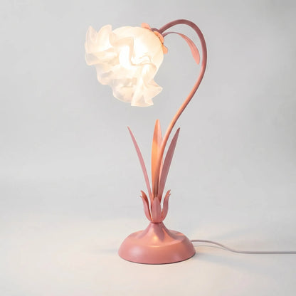 Lámpara de mesa decorativa con diseño vegetal curvado y flores