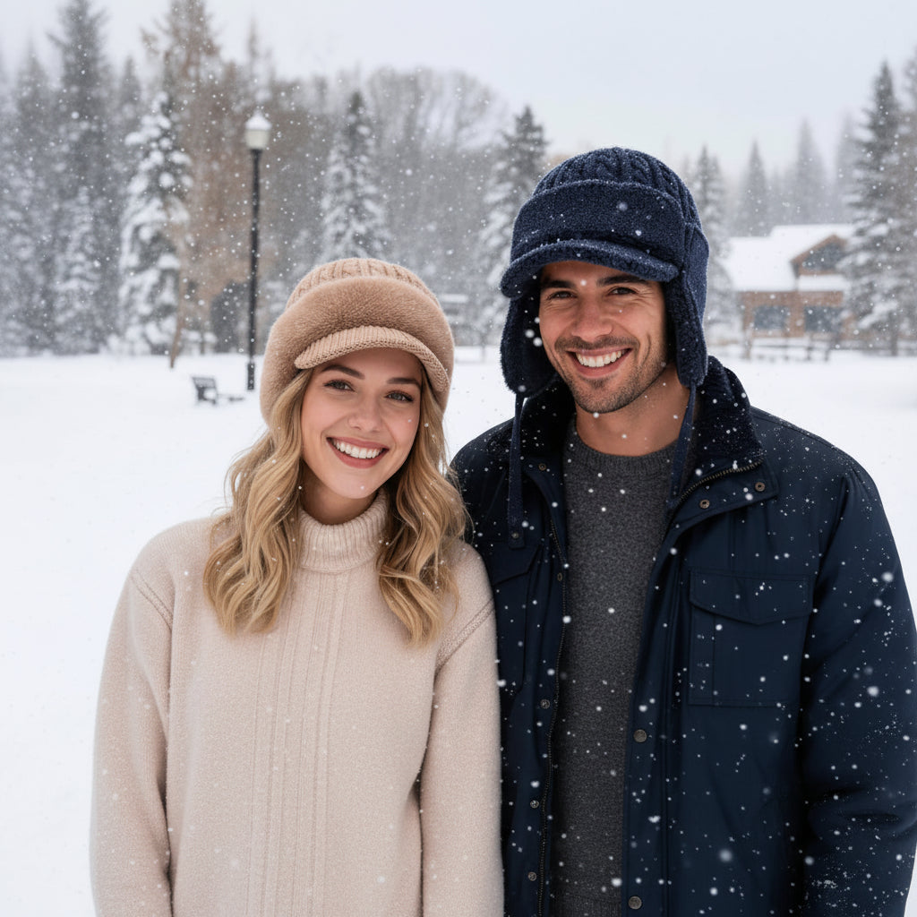 Gorro de invierno unisex con orejeras y visera