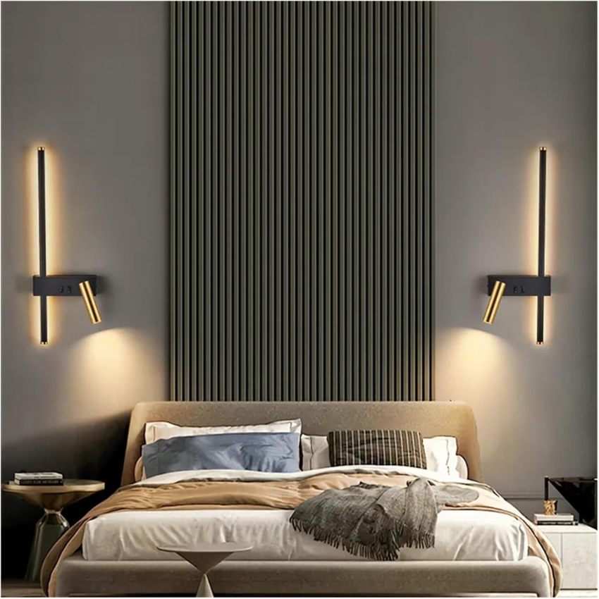 Moderno aplique de parede LED com luz de leitura