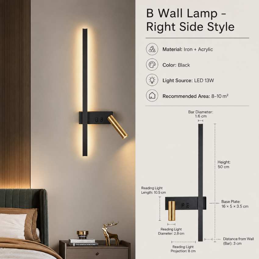Moderno aplique de parede LED com luz de leitura