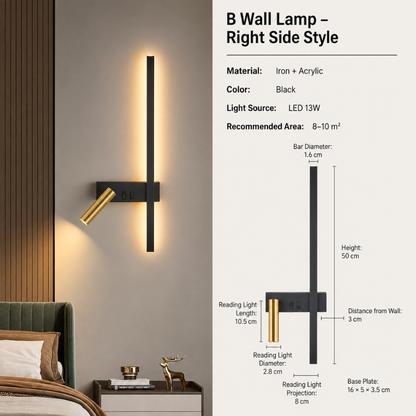 Moderno aplique de parede LED com luz de leitura