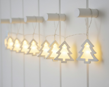 Grinalda de luzes LED com motivos de papel em forma de estrela, coração ou árvore de Natal