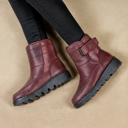 Botas de nieve de invierno para mujer con cierre de velcro y suela de plataforma