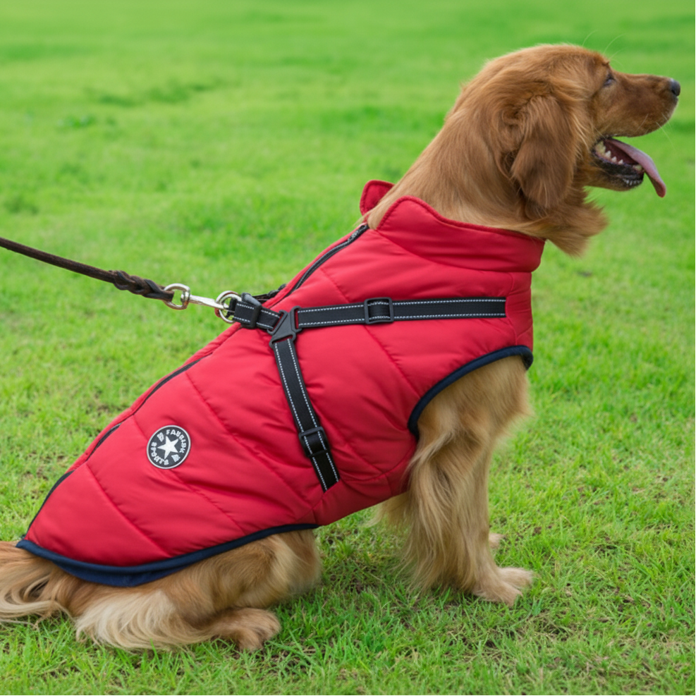 Chaqueta acolchada para perros con arnés integrado