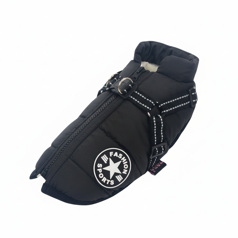 Chaqueta acolchada para perros con arnés integrado