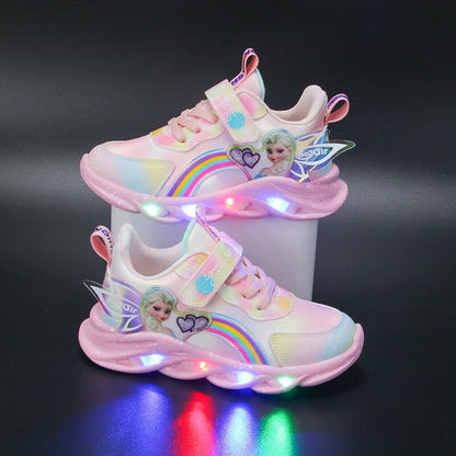 Zapatillas Rainbow Glitter: zapatos LED para niños aventureros