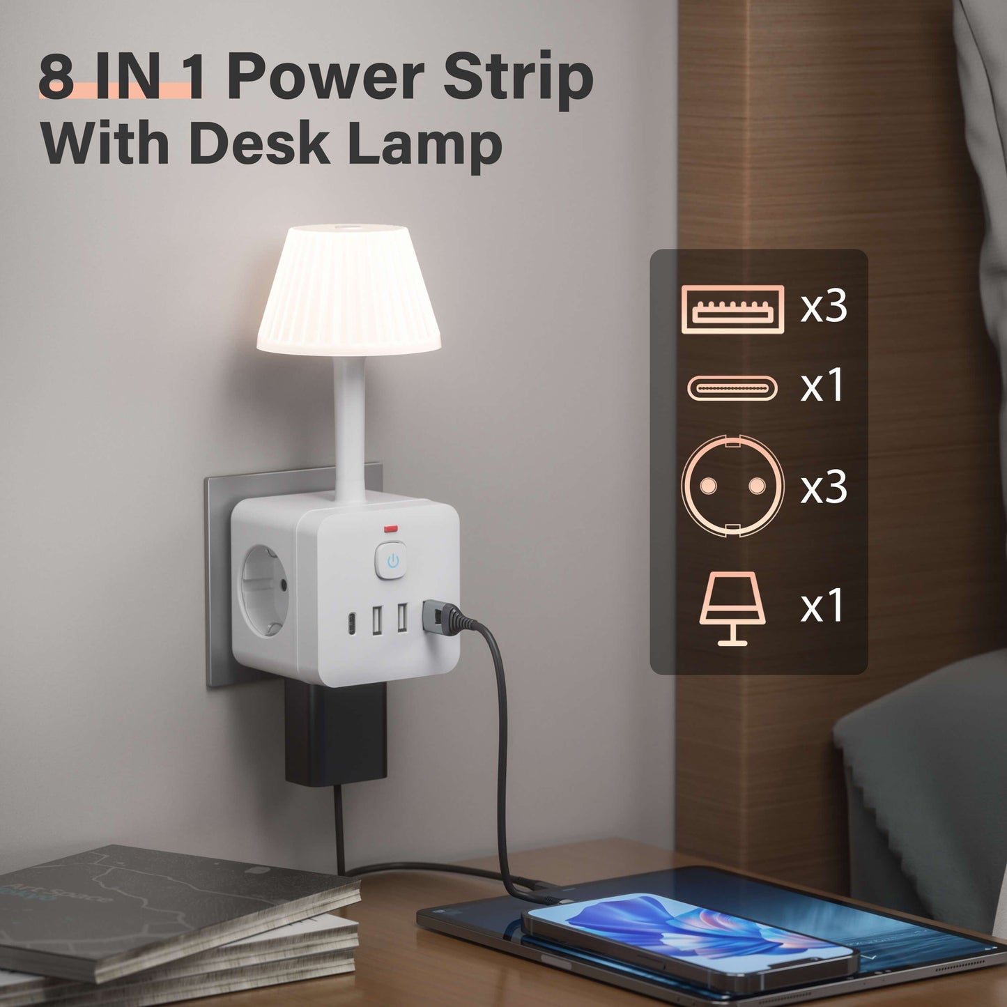 Luminária noturna inteligente 8 em 1 – Para soluções e iluminação inteligentes